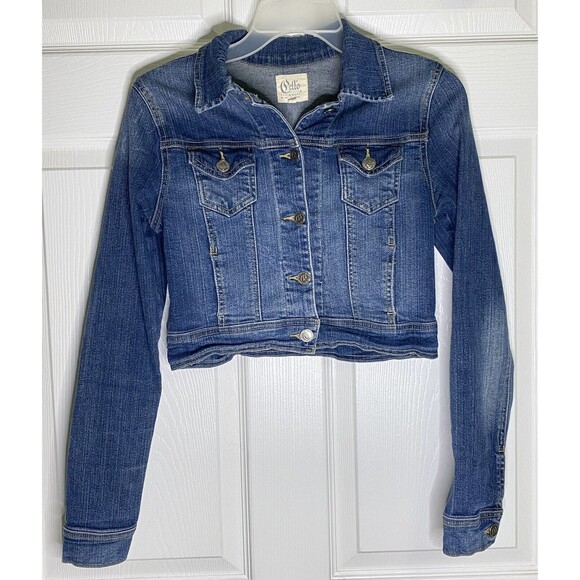 Cello Denimwear Los Angeles Distressed Cropped Jean Jacket Size Small - Picture 1 of 8